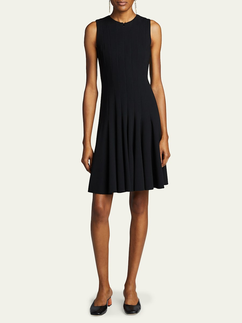 AKRIS Sleeveless Zip-Front Seamed A-Line Dress outlook