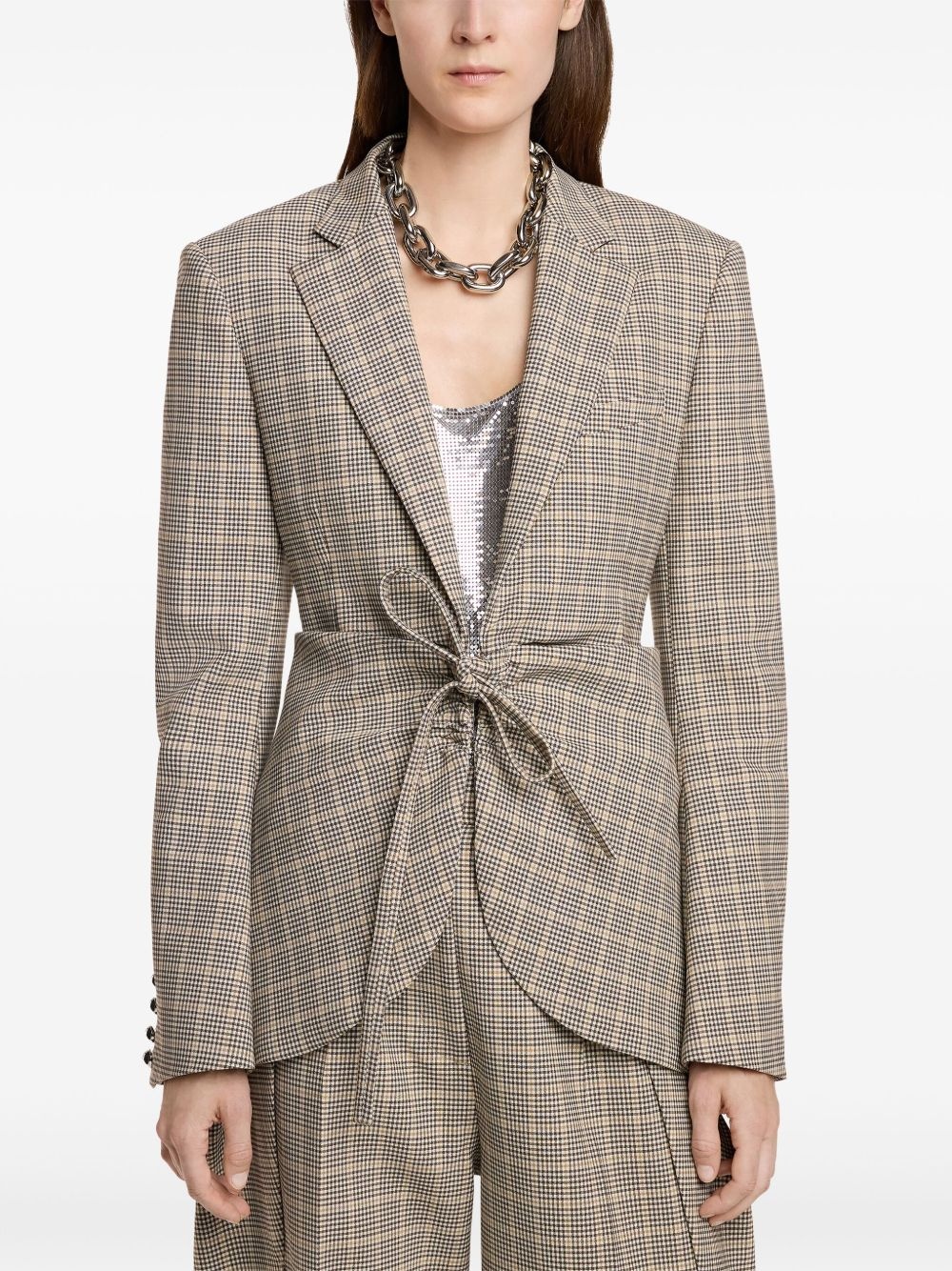 plaid check fitted jacket - 5