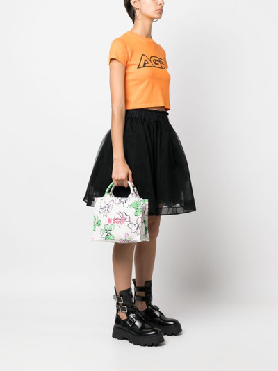 MSGM bow-print cotton tote bag outlook