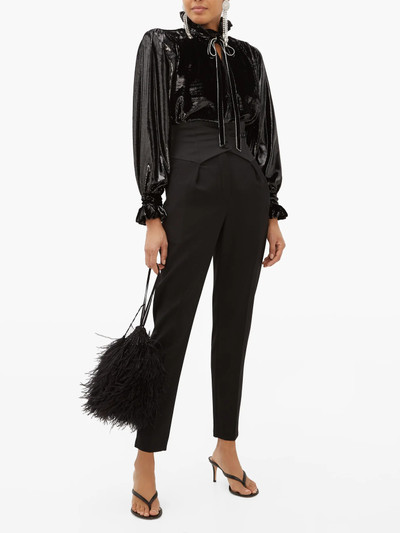 SAINT LAURENT High-rise cummerbund wool trousers outlook