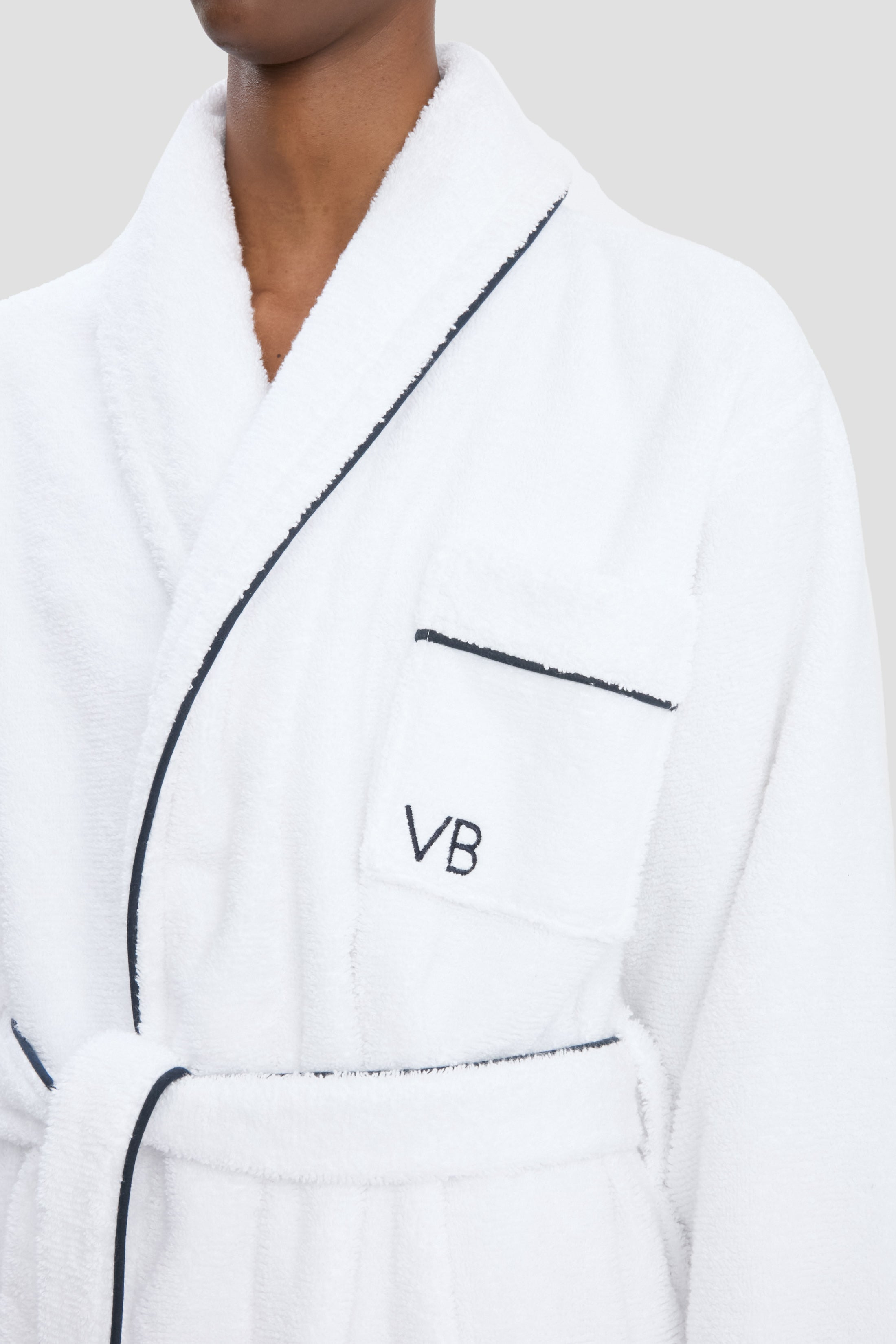 Towelling Robe In White - 3