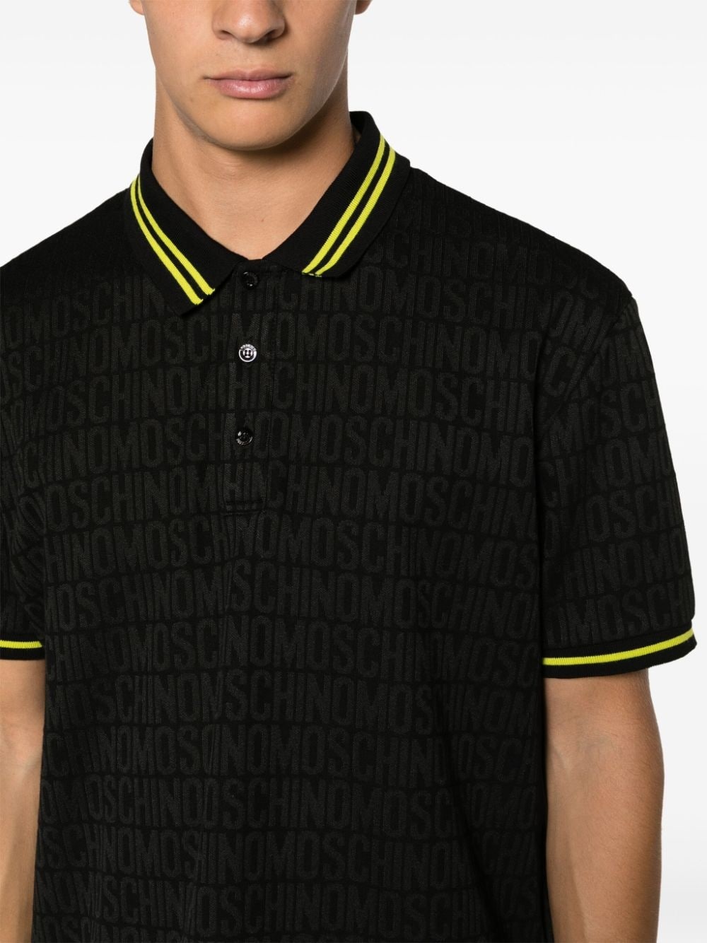 jacquard logo motif striped polo shirt - 5