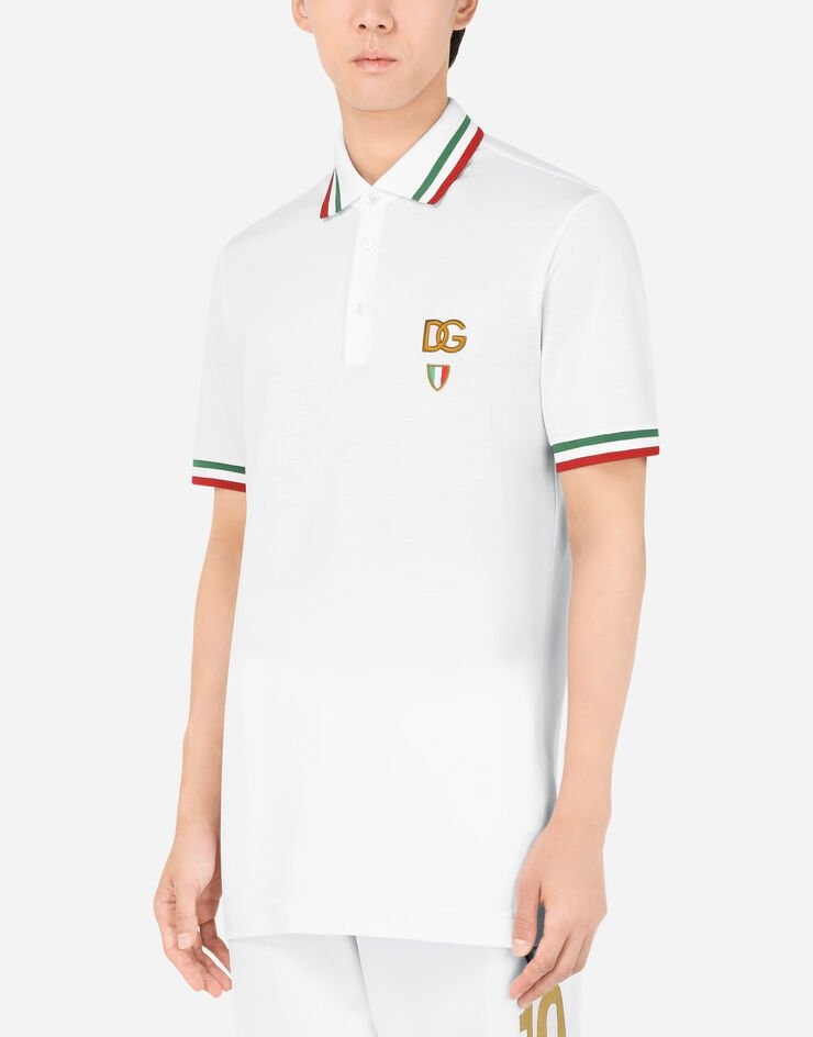 Cotton piqué polo shirt with DG patch - 4