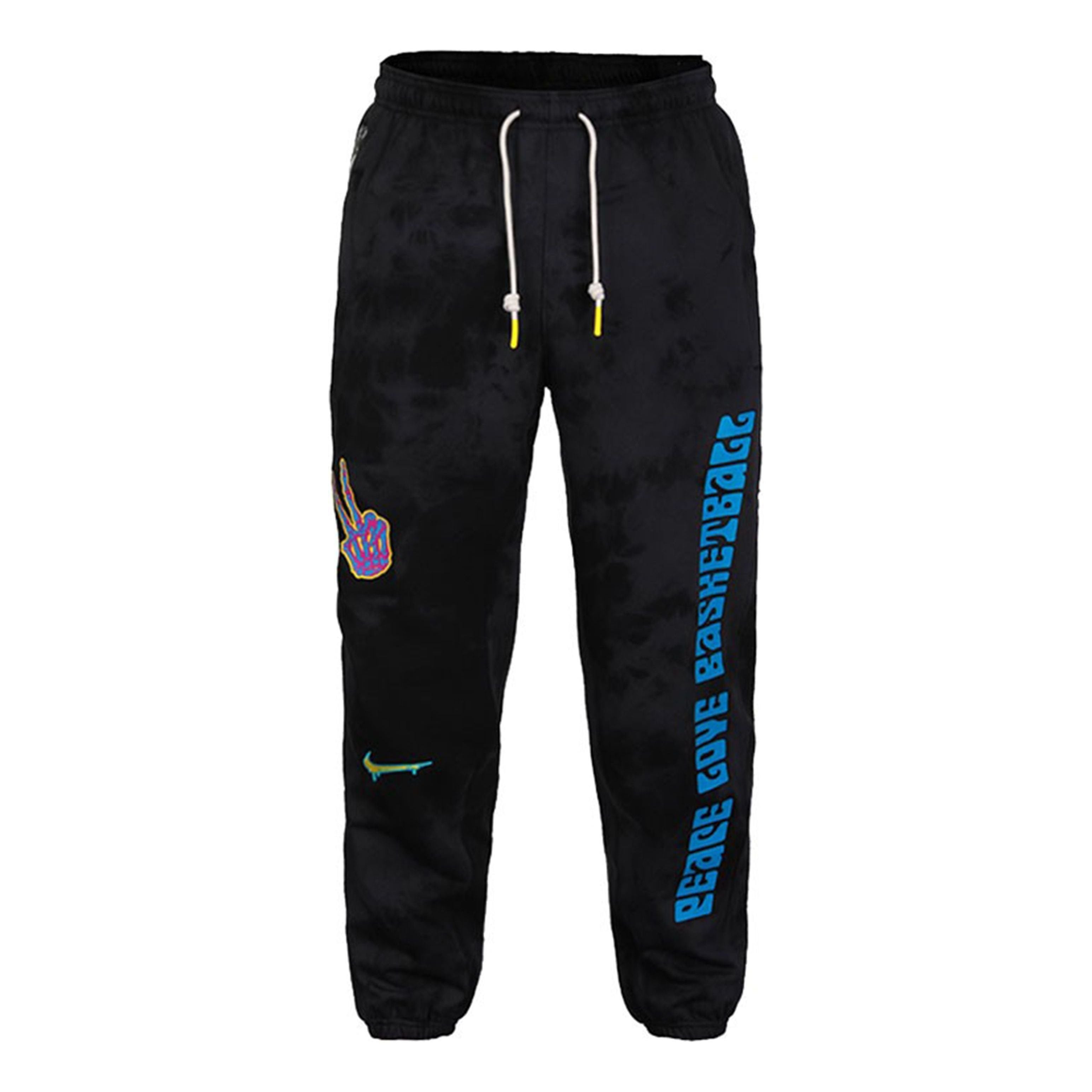 Nike Graffiti Embroidered Basketball Sports Fleece Lined Stay Warm Knit Long Pants Black CU3624-010 - 1