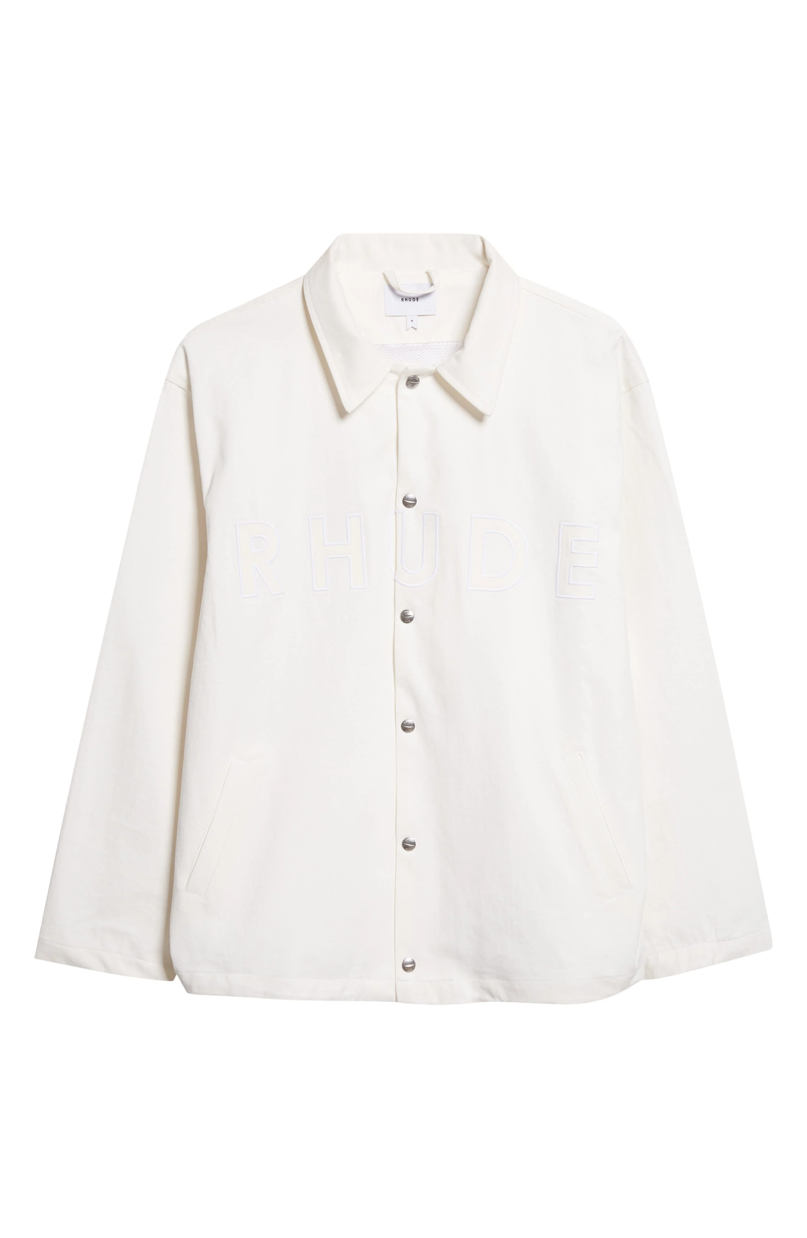 Rhude Logo Appliqué Coach's Jacket in White/White at Nordstrom - 1