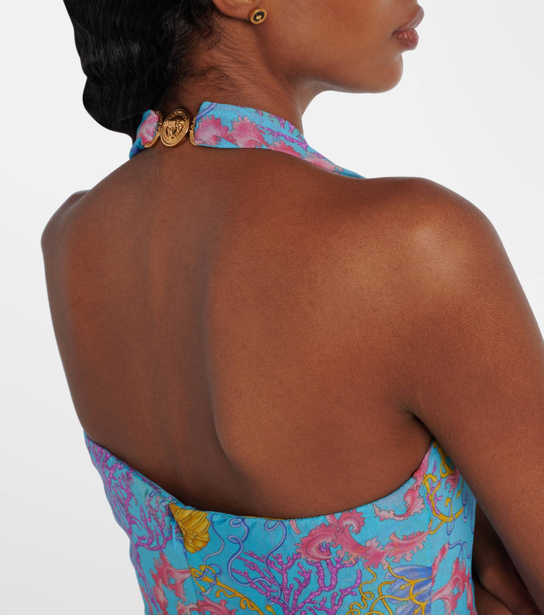 Printed halterneck gown - 7