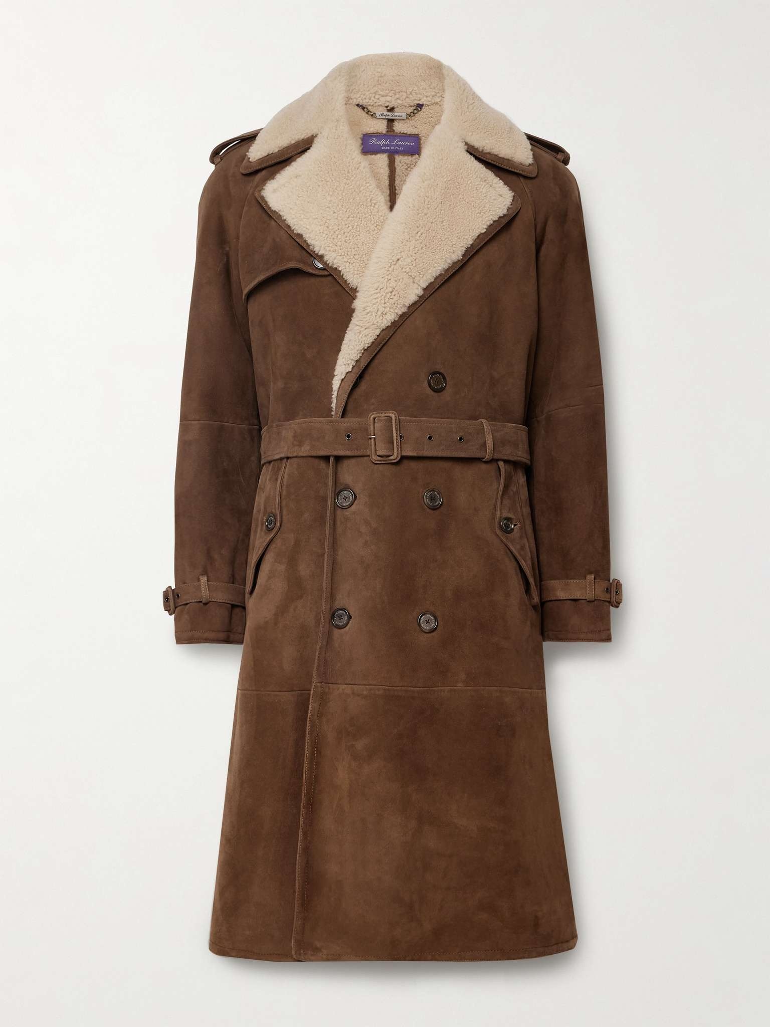 Double-Breasted Shearling Coat - 1