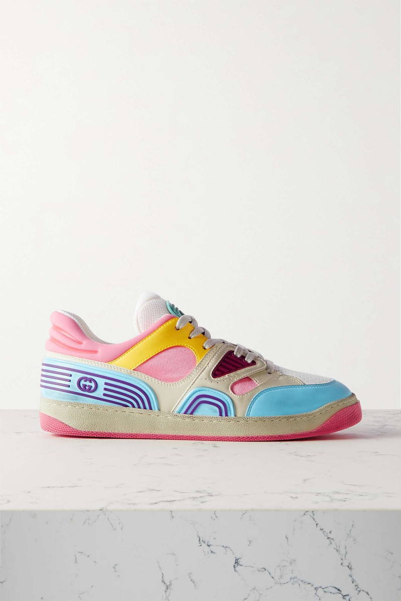 Basket rubber-trimmed mesh and vegan leather sneakers - 1