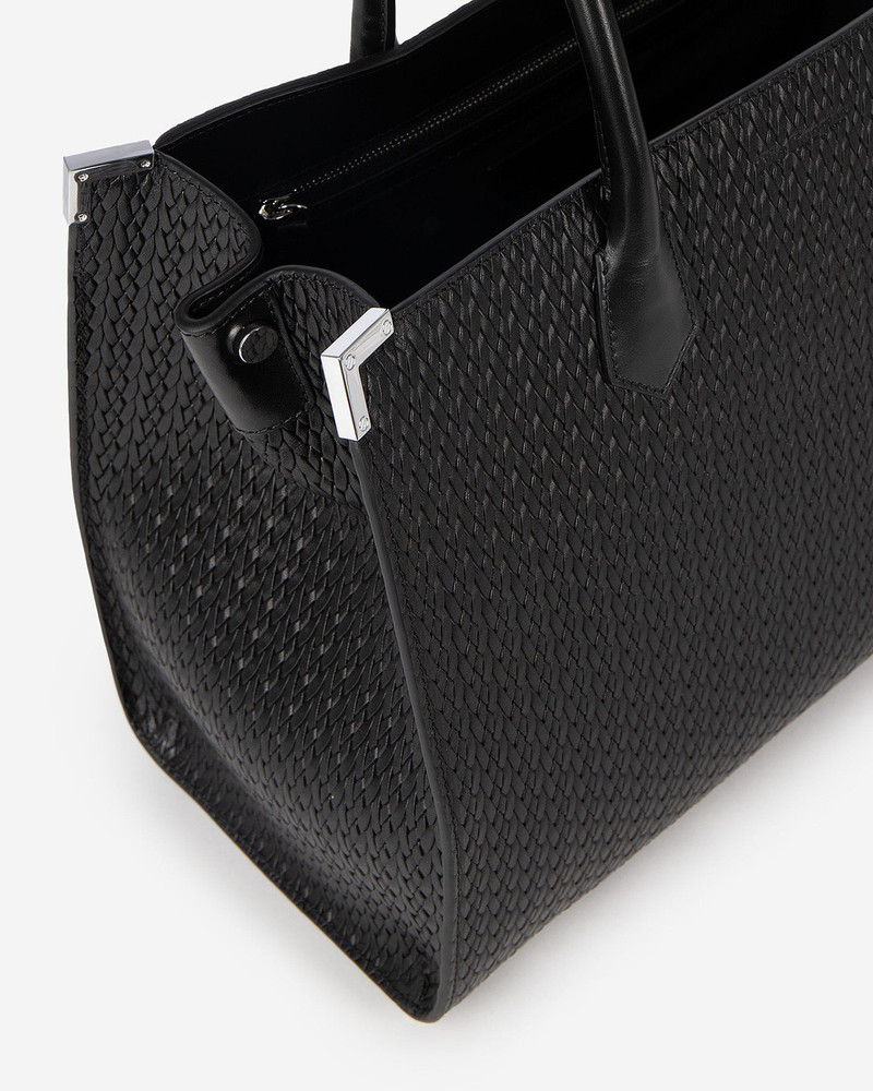 MING L TOTE BAG IN BLACK WOVEN LEATHER 3