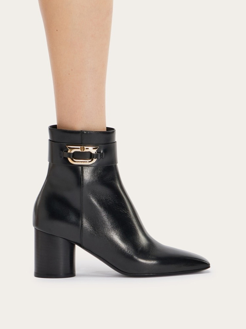 FERRAGAMO ANKE BOOT WITH BEJEWELED GANCINI ORNAMENT outlook