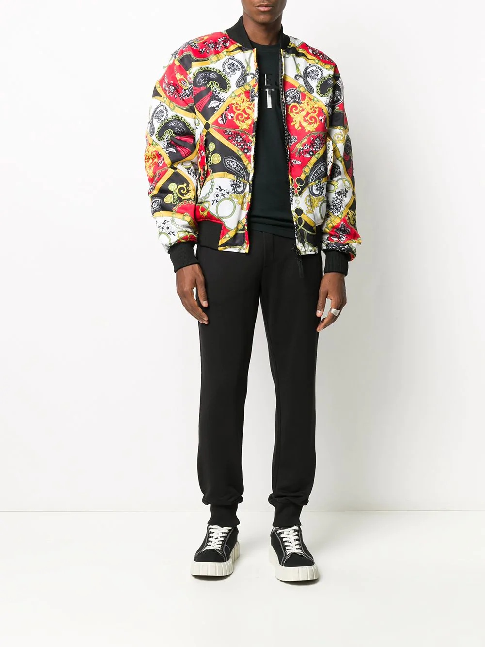 baroque print bomber jacket - 2