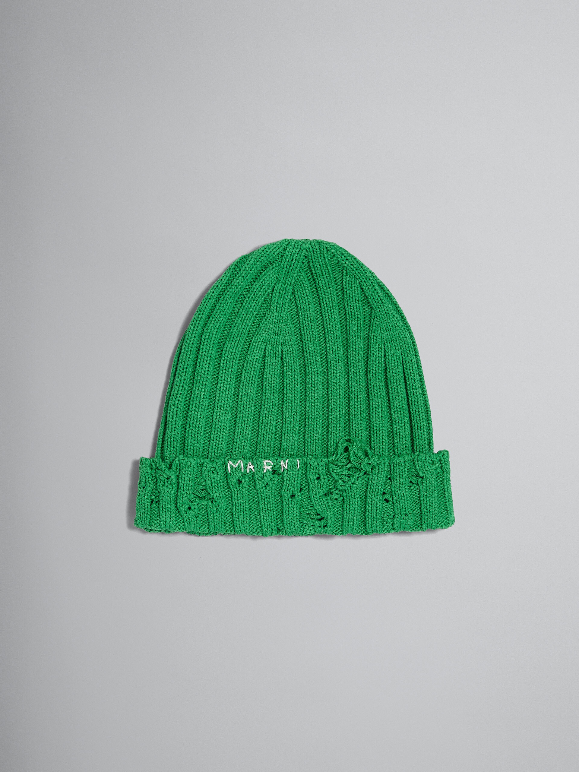 GREEN COTTON BEANIE - 1