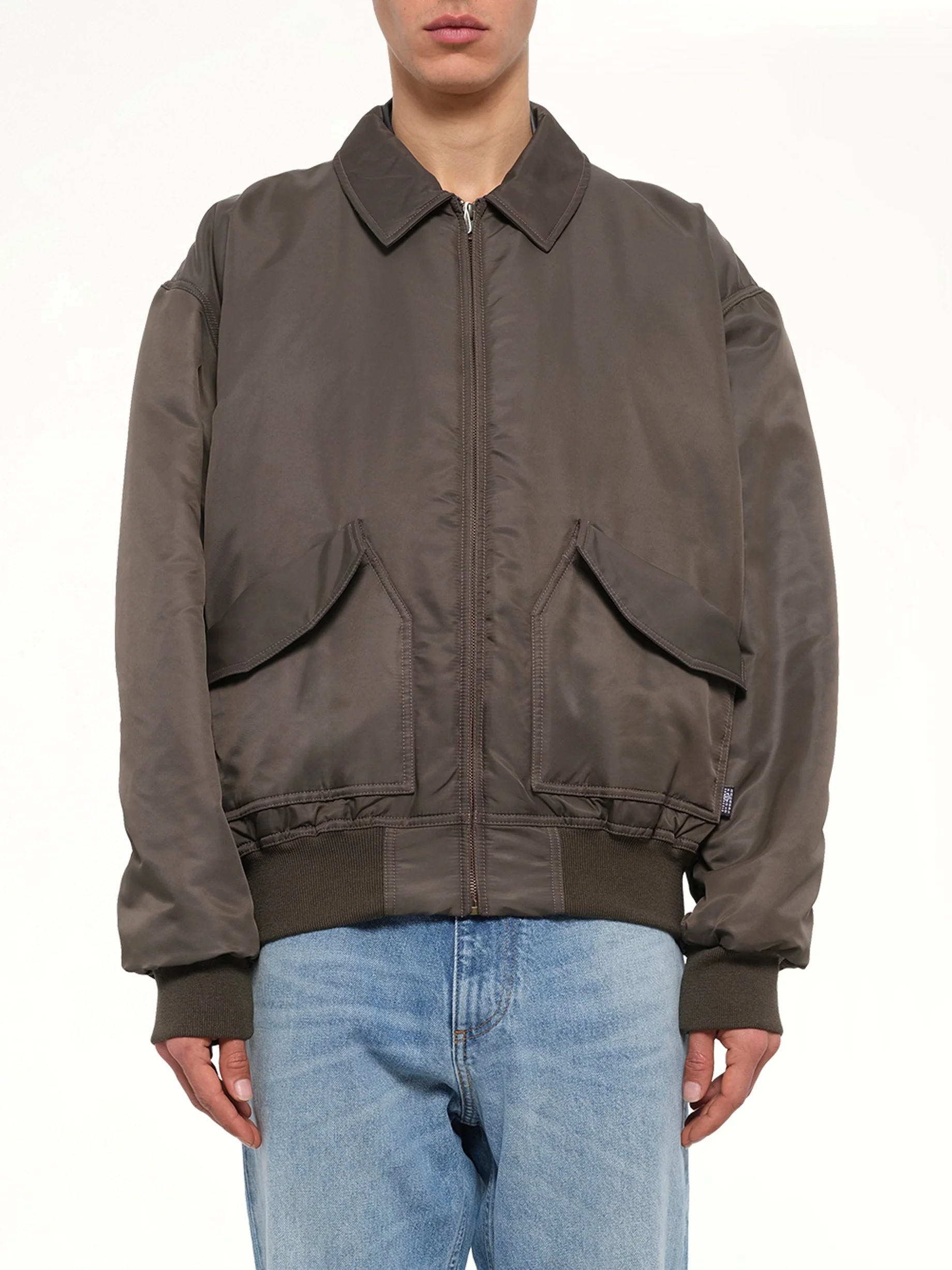 Nylon Bomber Jacket in Gasolina Grey - 1