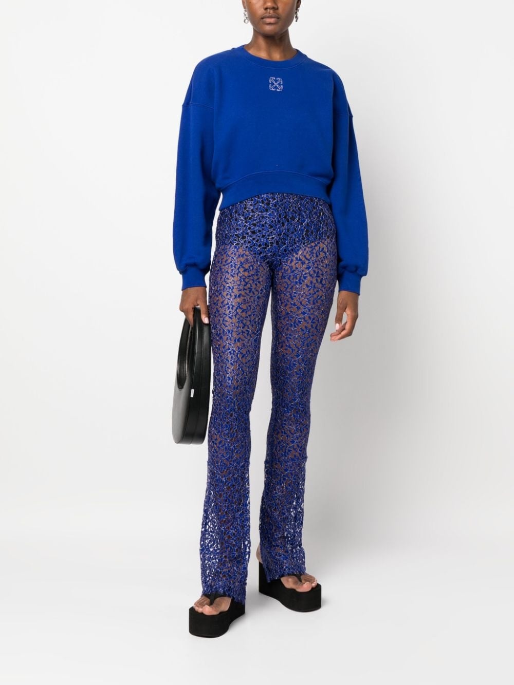 corded-lace flared trousers - 2