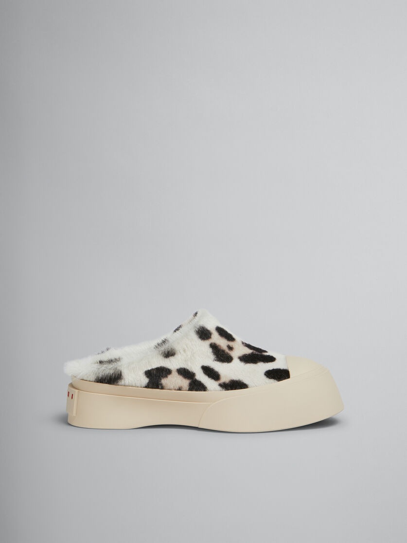 WHITE ANIMALIER PRINT SHEARLING PABLO SABOT - 1