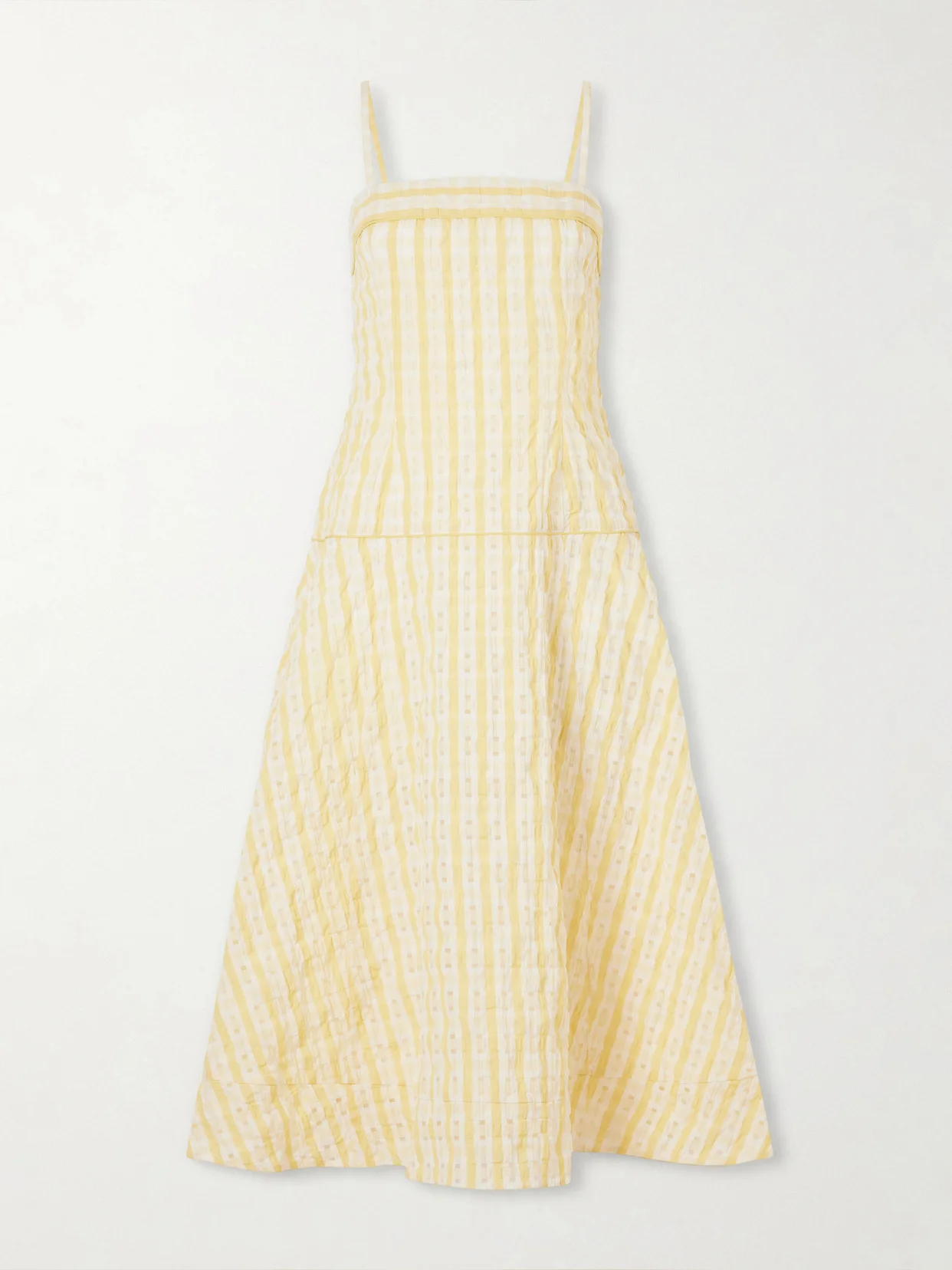 Drop Me A Note Striped Seersucker Midi Dress - 1