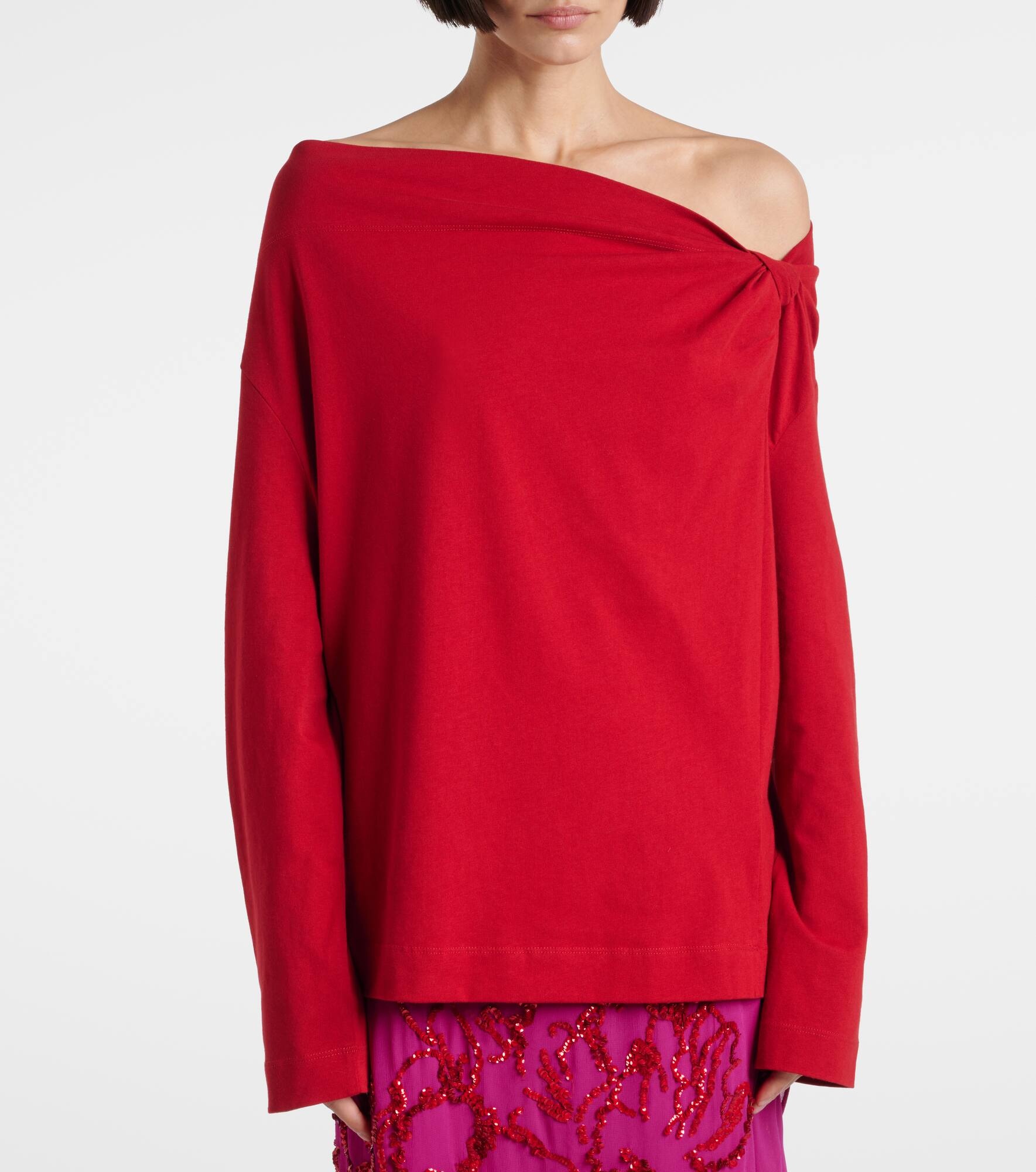 Gathered cotton jersey top - 5