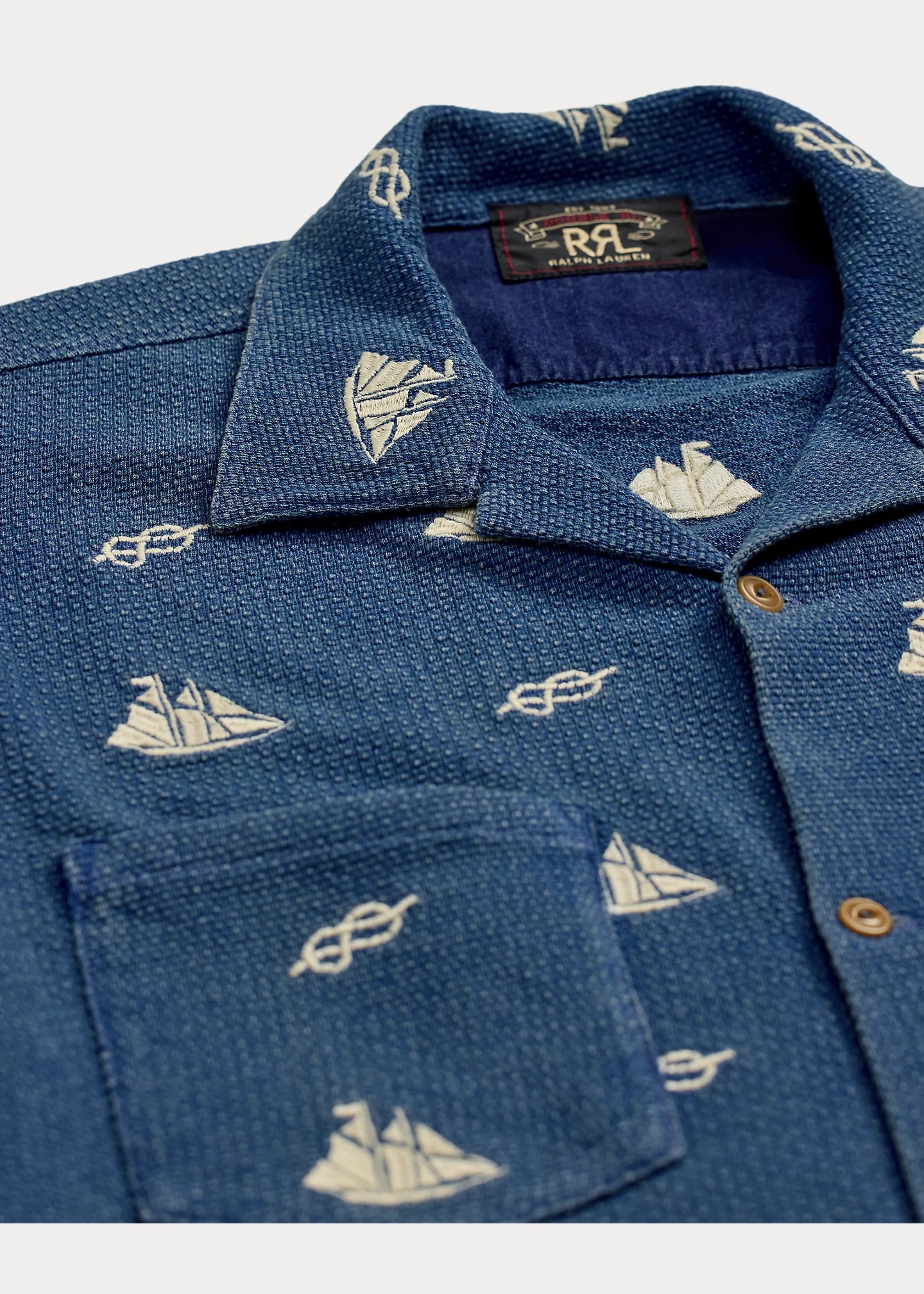 Nautical-Embroidered Piqué Camp Shirt - 3