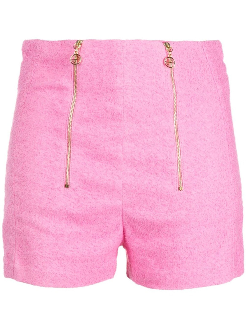 zip-detail tweed shorts 1