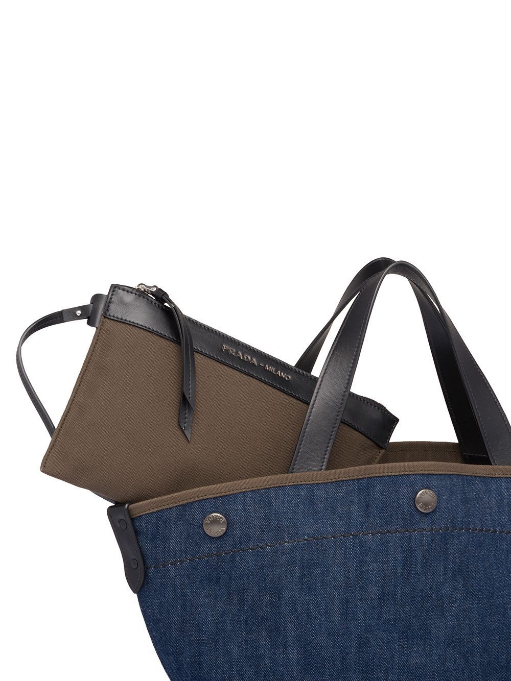 large denim and leather tote bag - 5