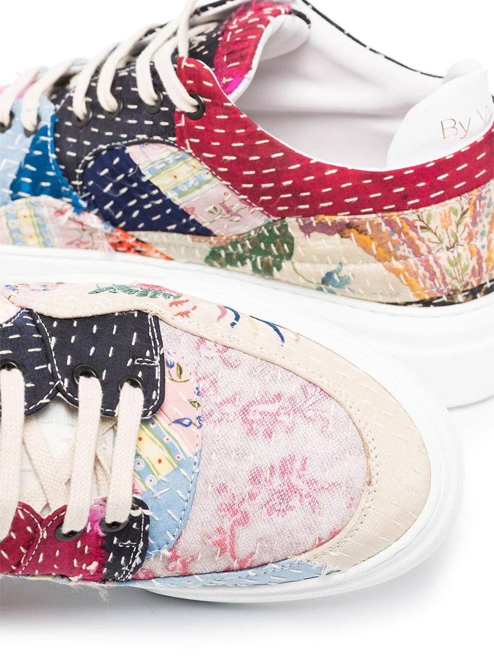 patchwork low-top sneakers - 2