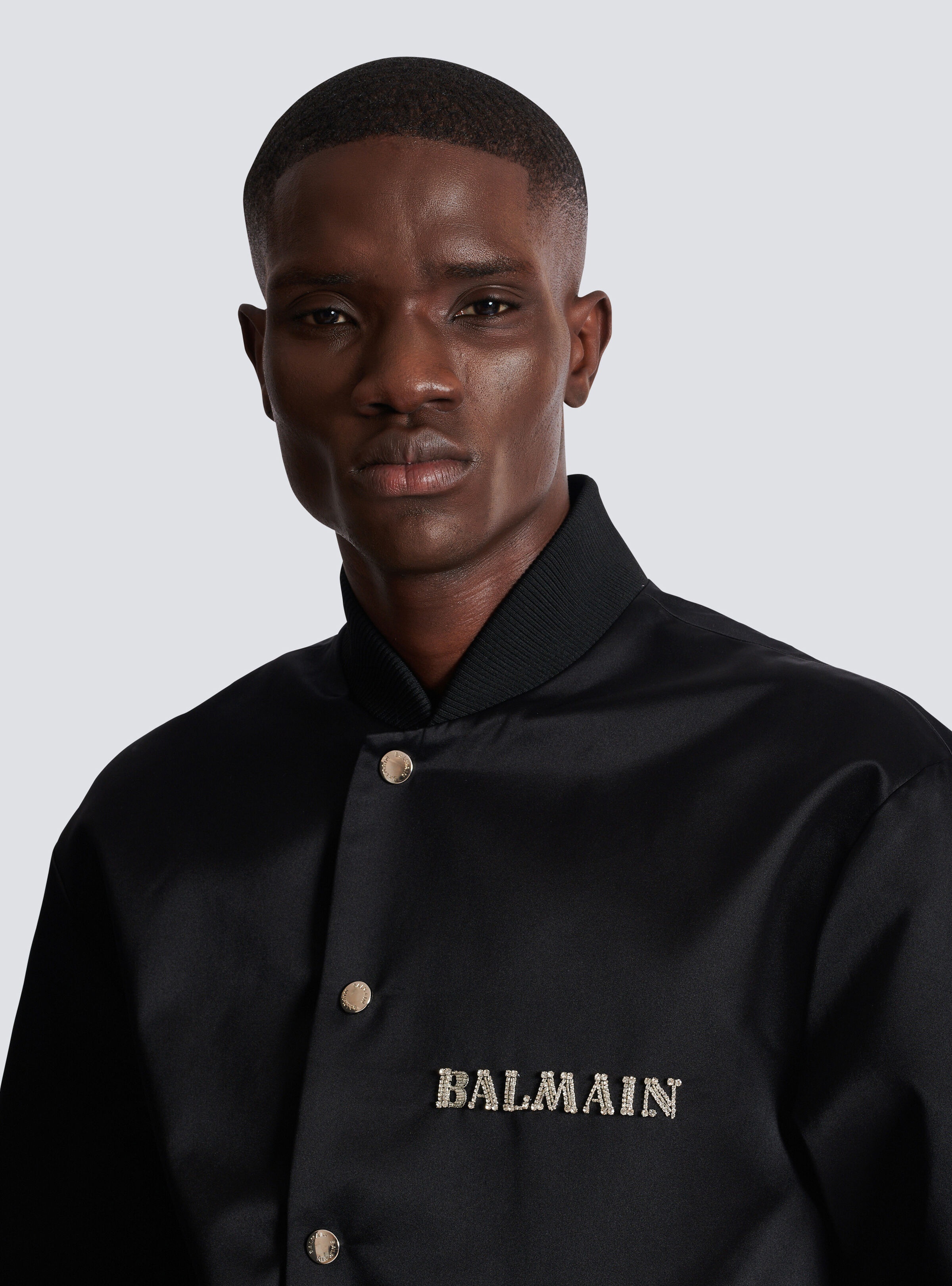 Satin bomber jacket with Balmain Galaxy embroidery - 8
