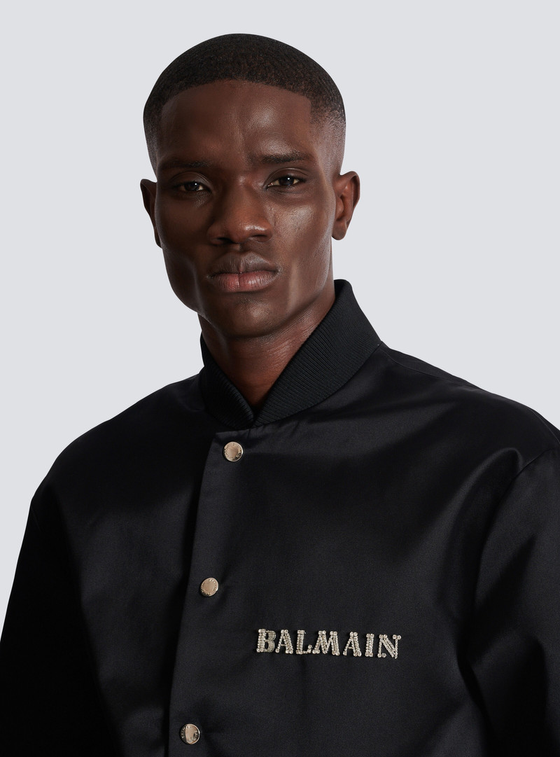 Satin bomber jacket with Balmain Galaxy embroidery 8
