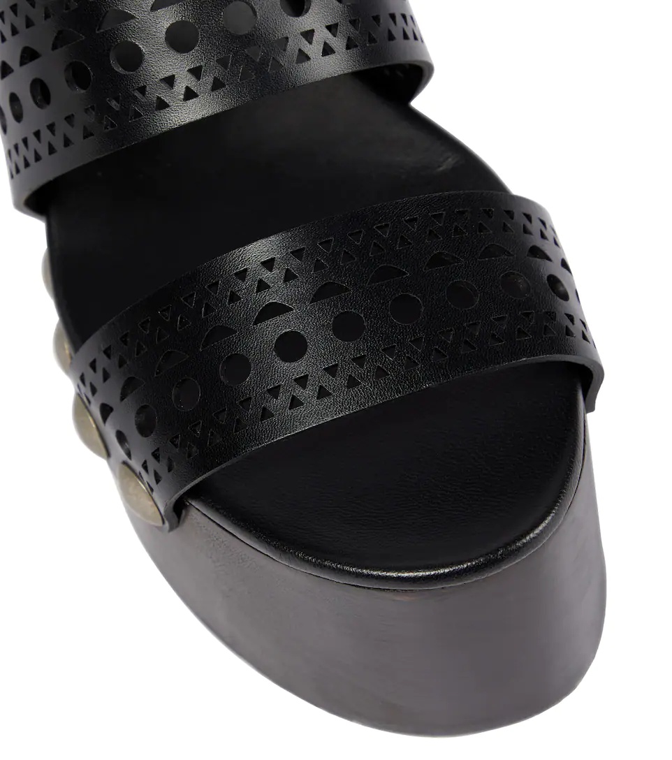 Leather wedge sandals - 6