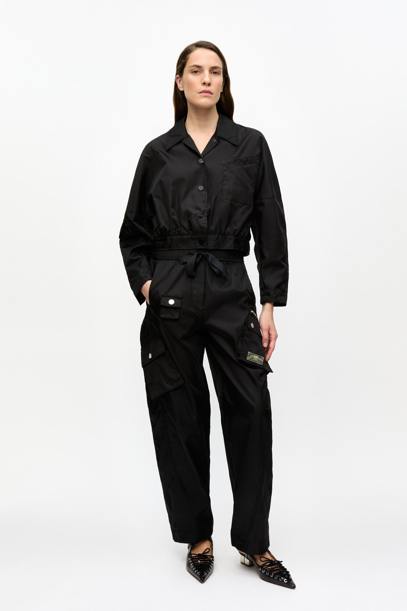 BLACK DUCHESSE NYLON CARGO PANTS - 2