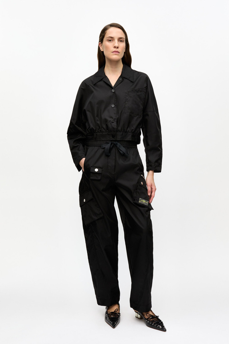 GANNI BLACK DUCHESSE NYLON CARGO PANTS outlook