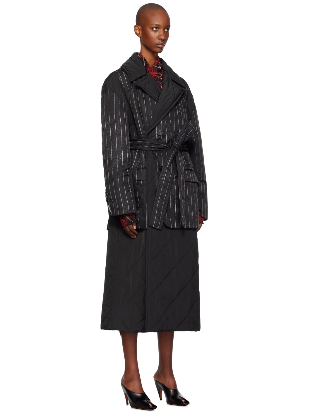 Black Pinstripe Coat - 2