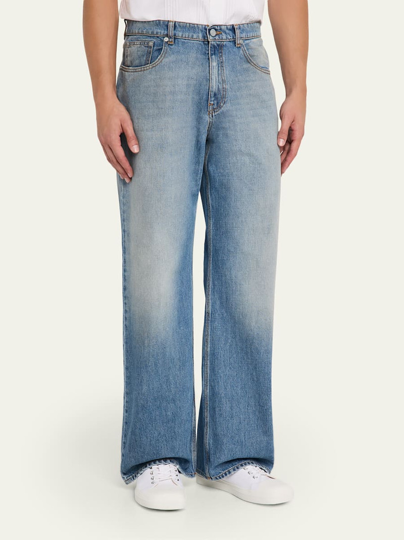 ERL Men's Faded Denim Wide-Leg Jeans outlook