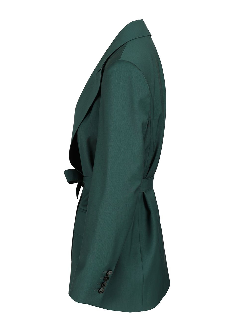 Wool Canvas Blazer With Belt Jackets Green - 3