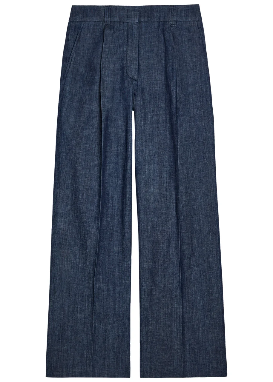 Another Tomorrow Wide-leg Chambray Trousers - 1