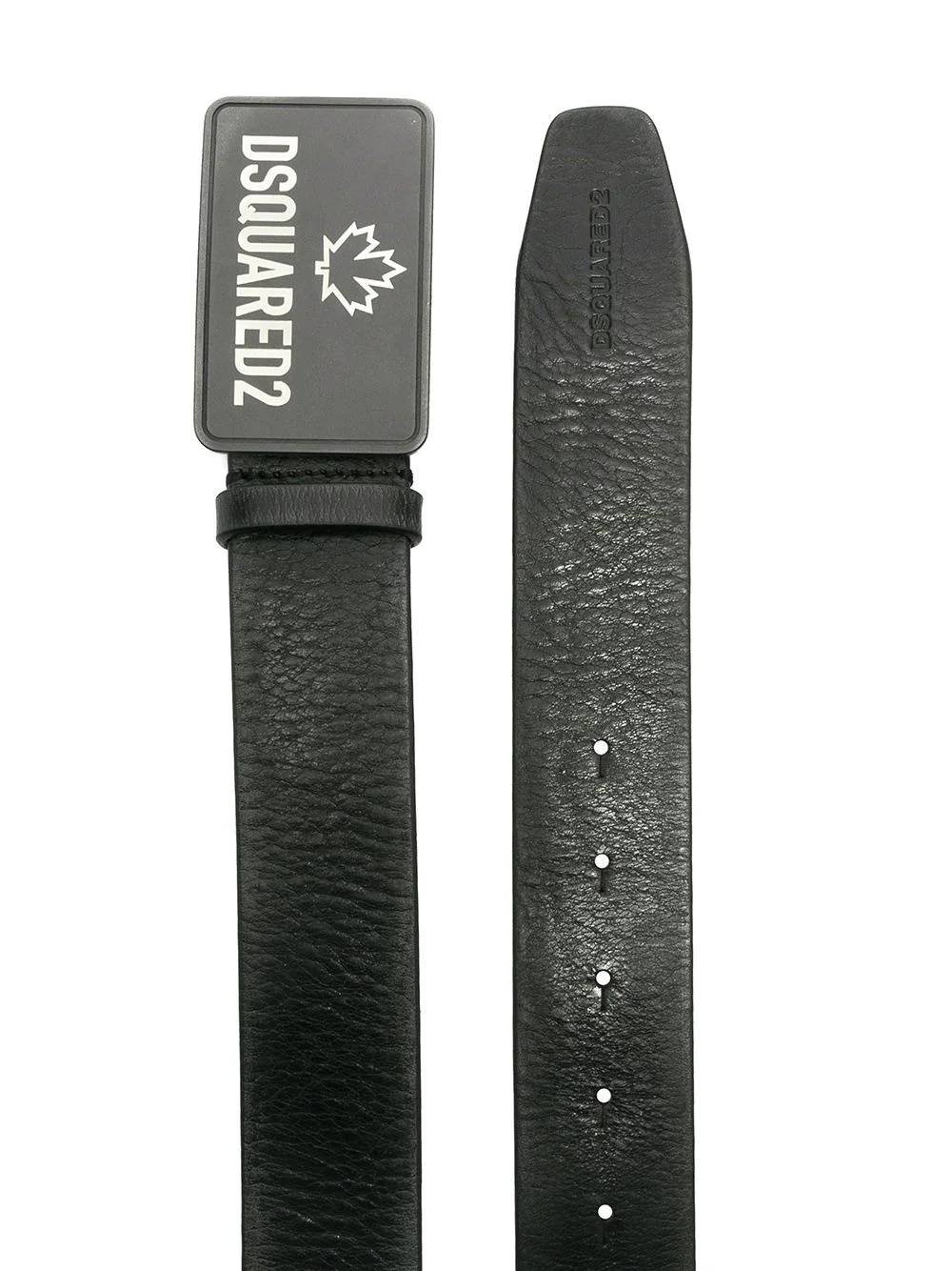 logo-print leather belt - 2