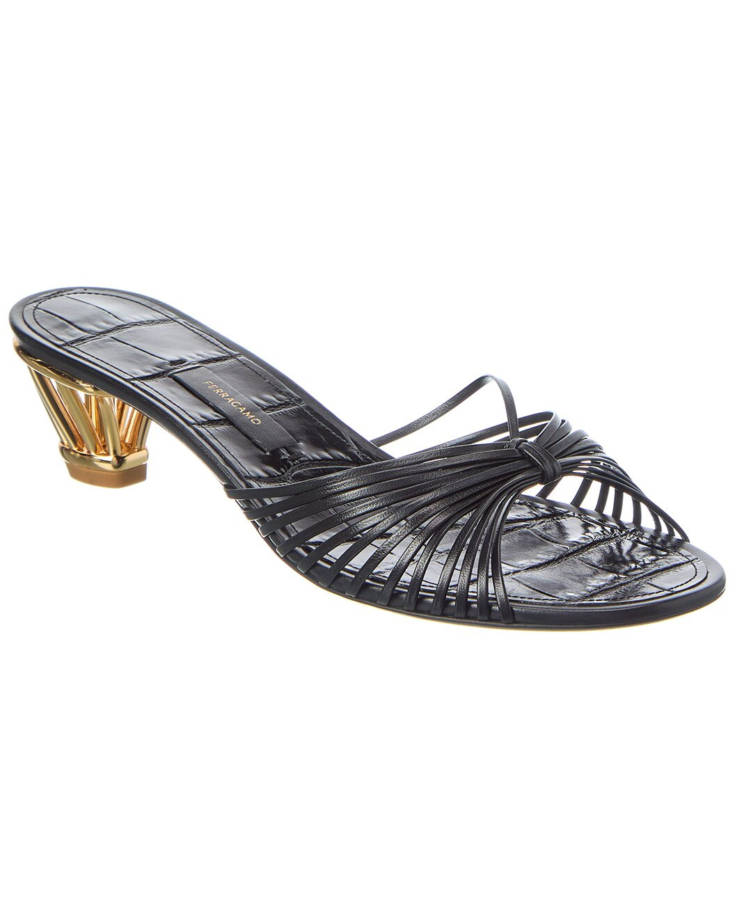Ferragamo Croc-Embossed Leather Sandal - 1