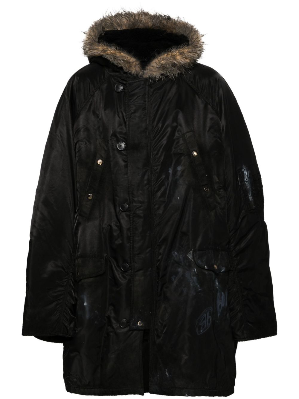 hooded button-up parka - 1