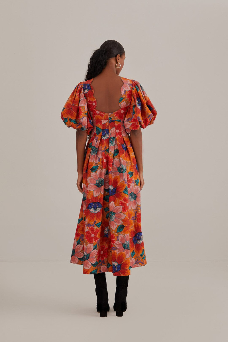 Orange Marias Floral Cut-Out Midi Dress 4