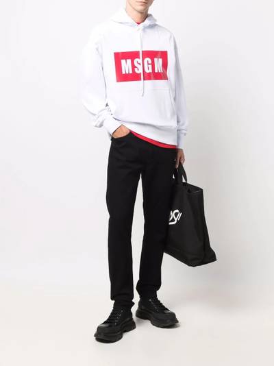 MSGM box logo-print cotton hoodie outlook