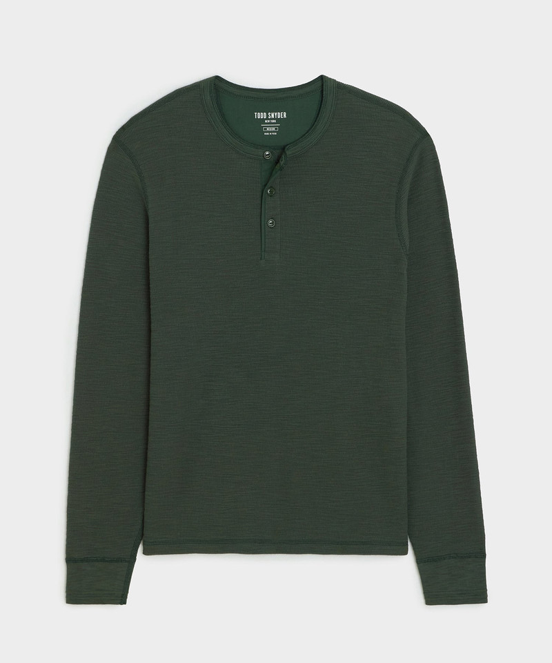 Lightweight Mini Waffle Henley 1