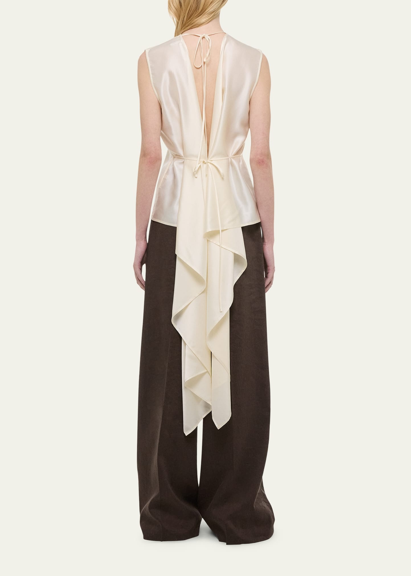Sleeveless Draped Silk Scarf Top - 3