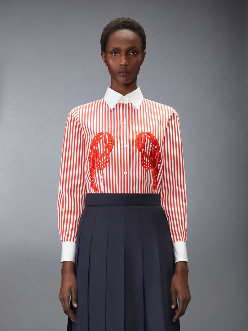 Thom Browne POPLIN UNIVERSITY STRIPE LOBSTER SHIRT outlook