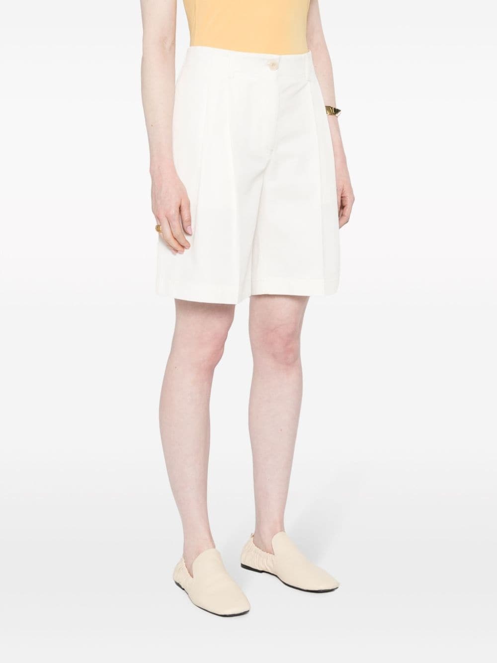 twill pleated shorts - 3