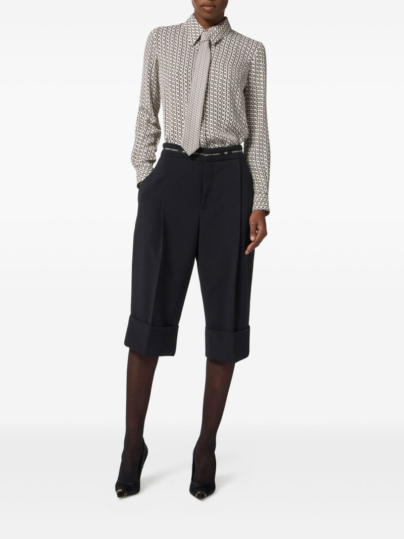 ELISABETTA FRANCHI geometric-print tie-neck blouse outlook