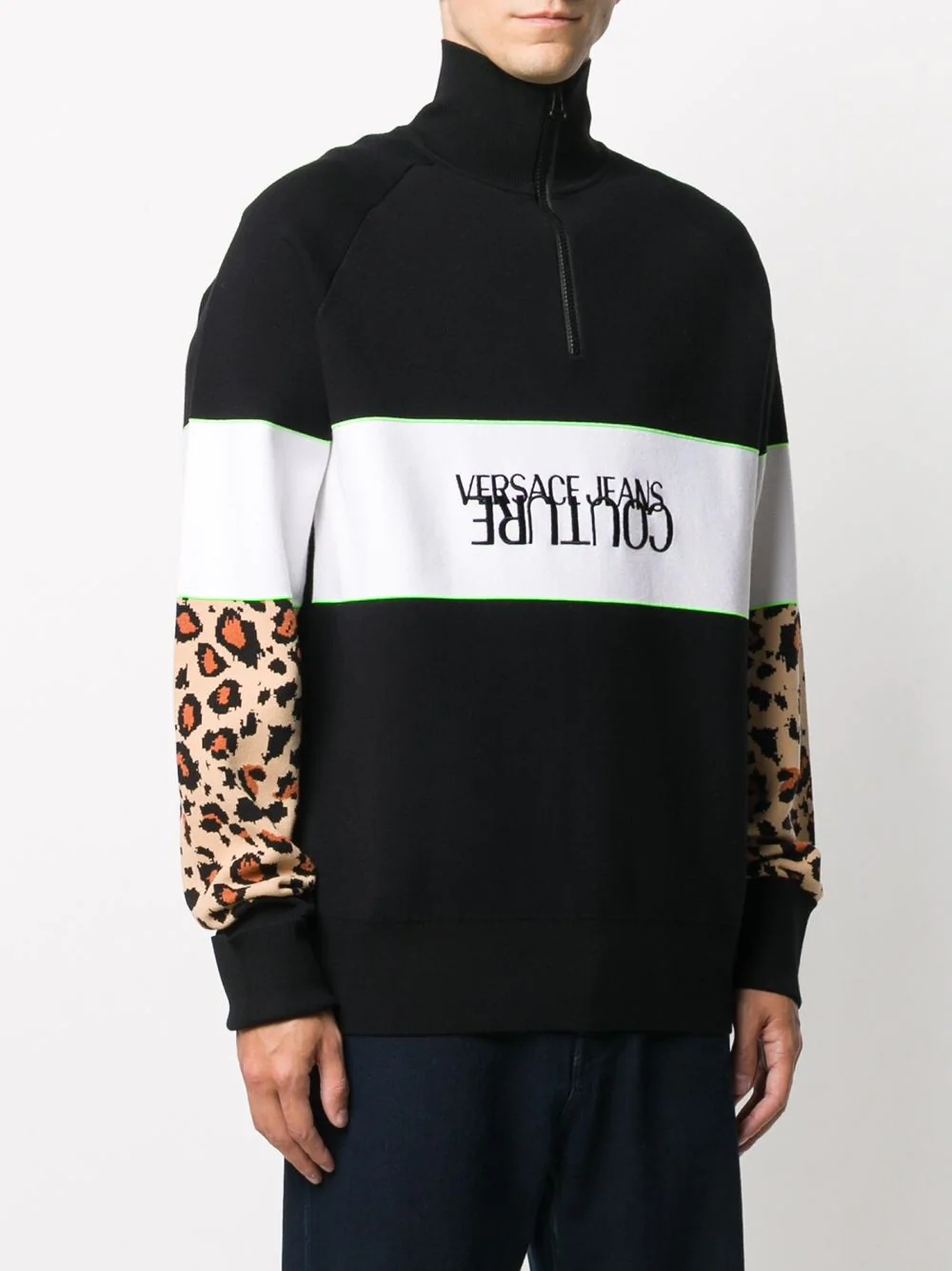 leopard print-panelled sweatshirt - 3