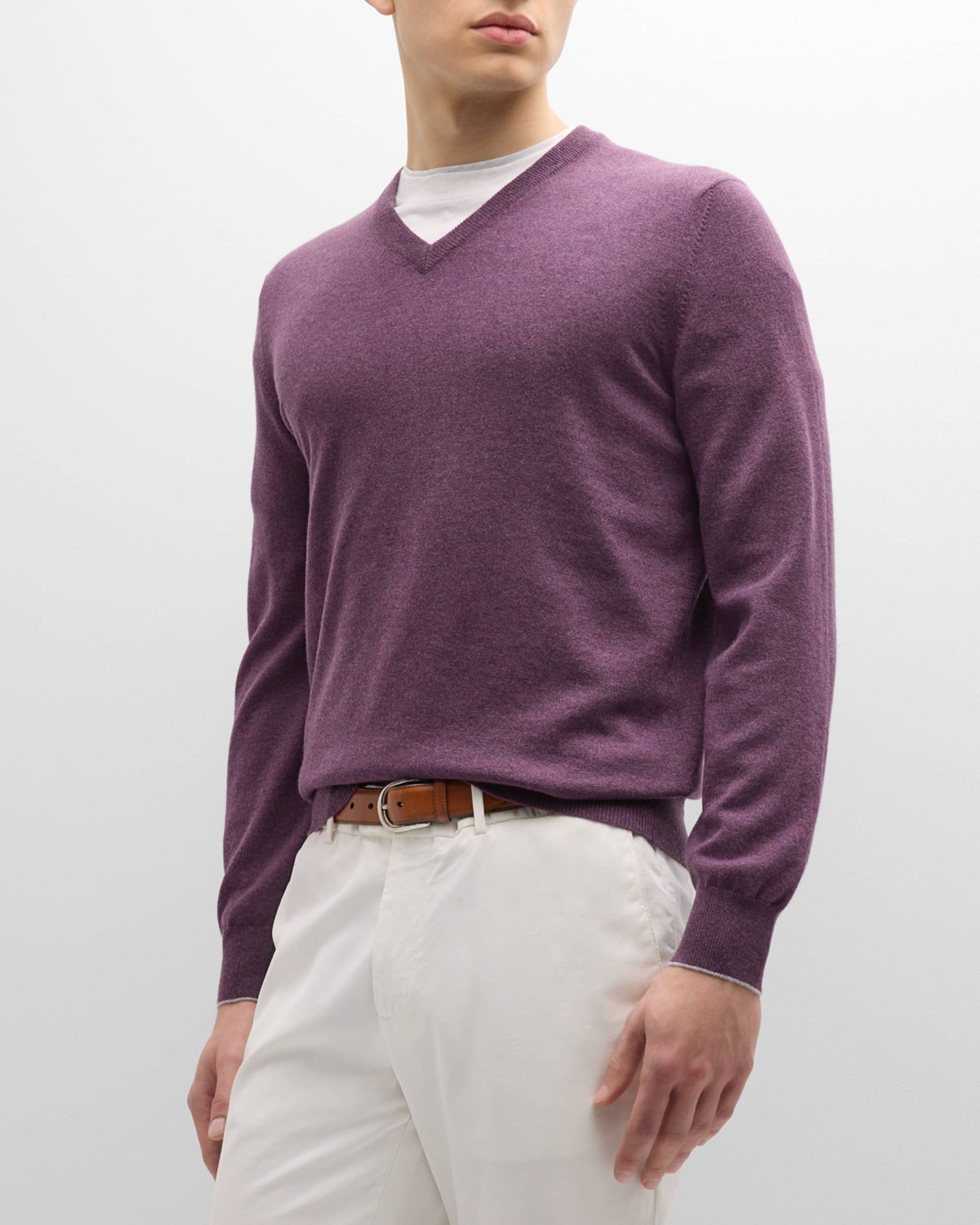 Men's Cashmere V-Neck Sweater - 2