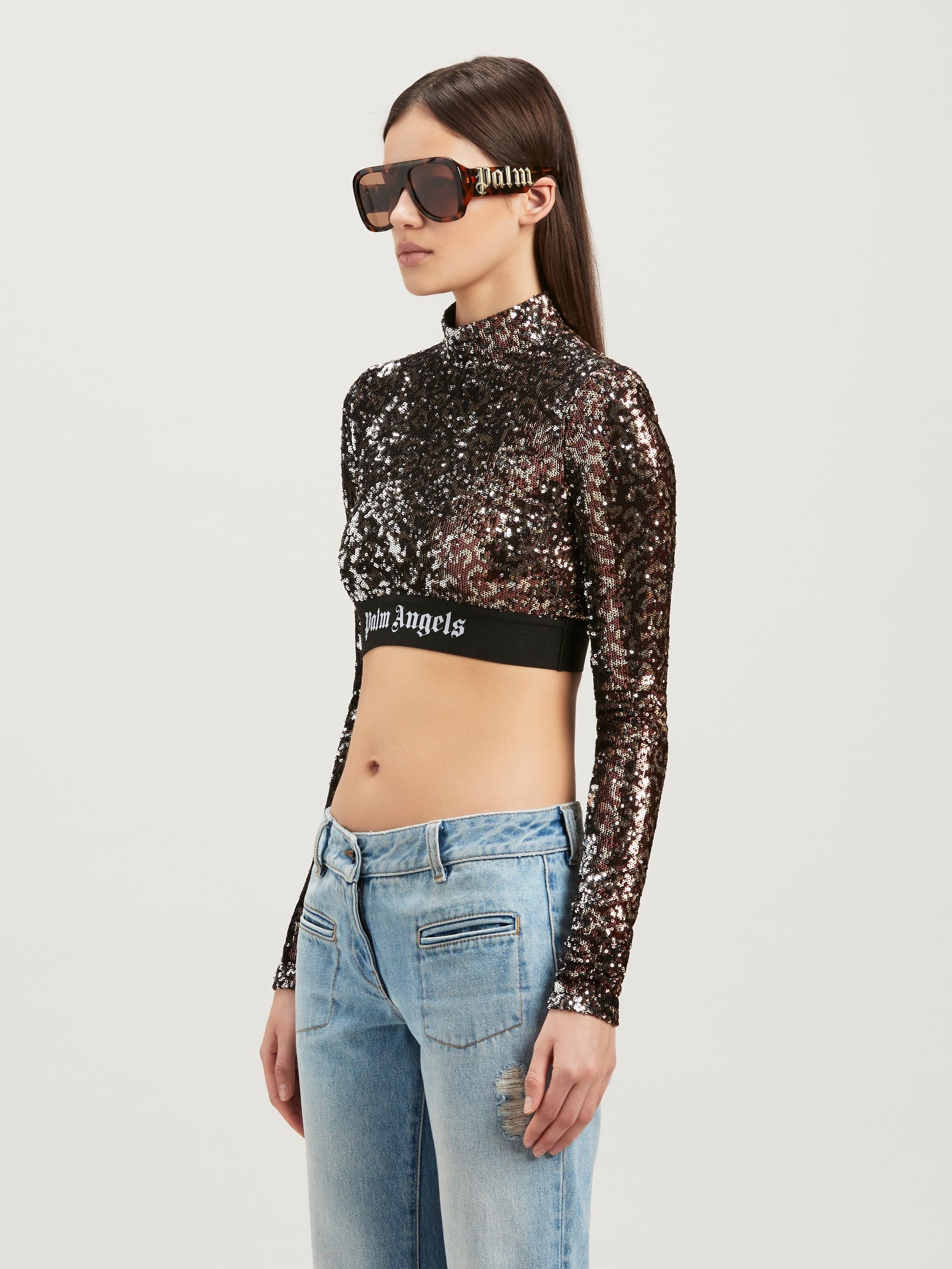 Logo Tape Sequins Top - 4