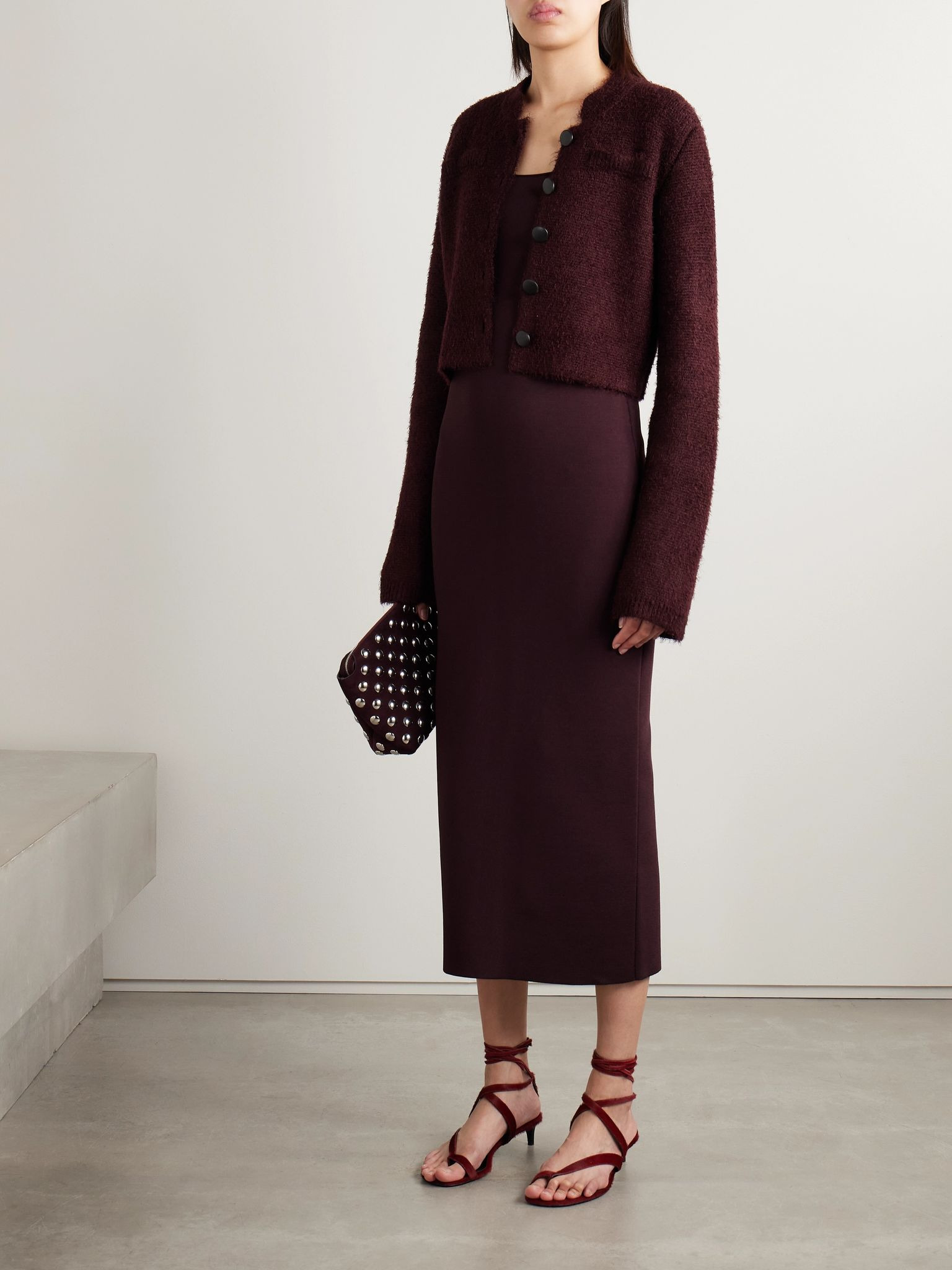 Dixi stretch-knit midi dress Burgundy - 2