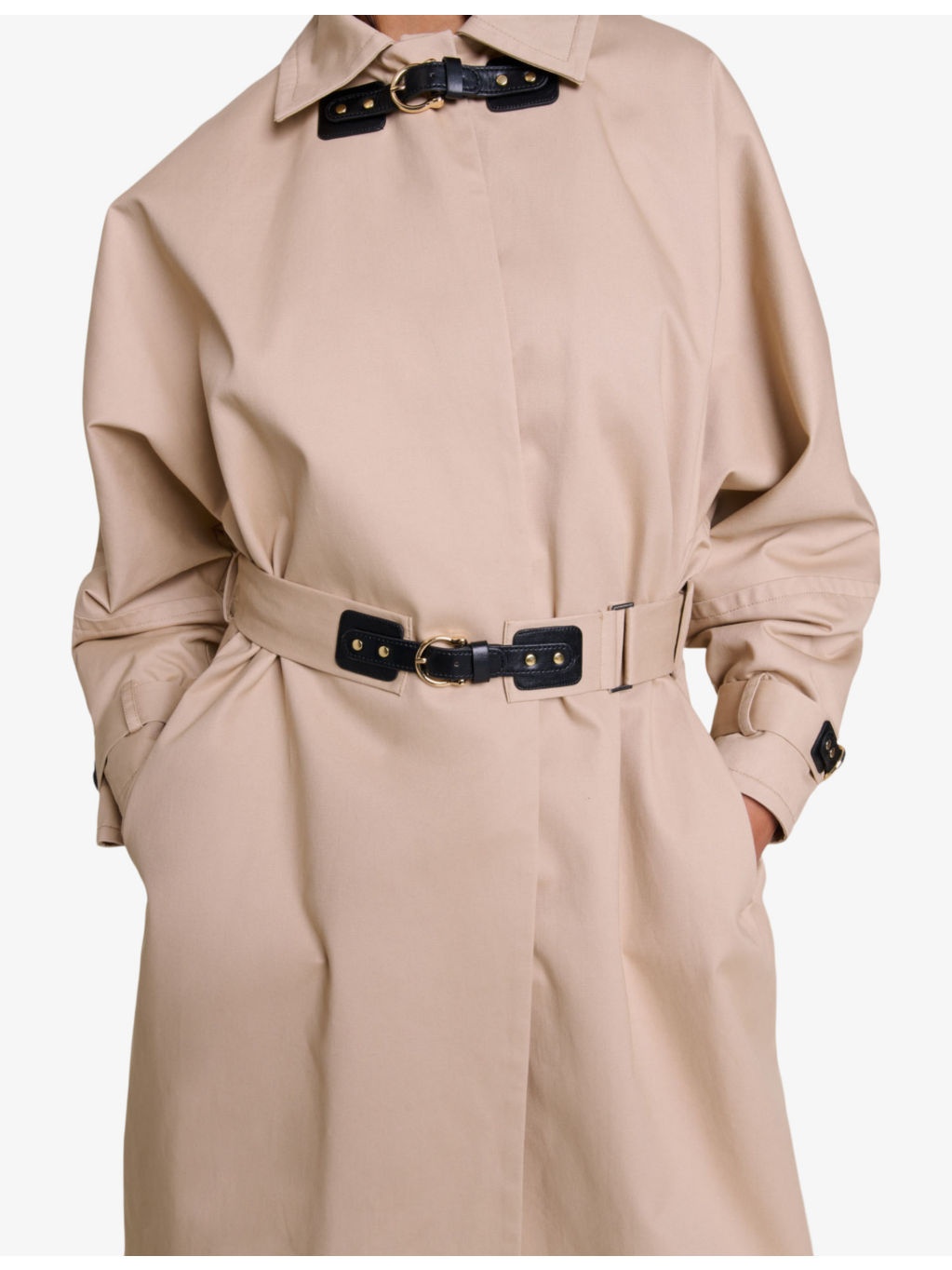 Contrast-buckle long organic-cotton trench coat - 5