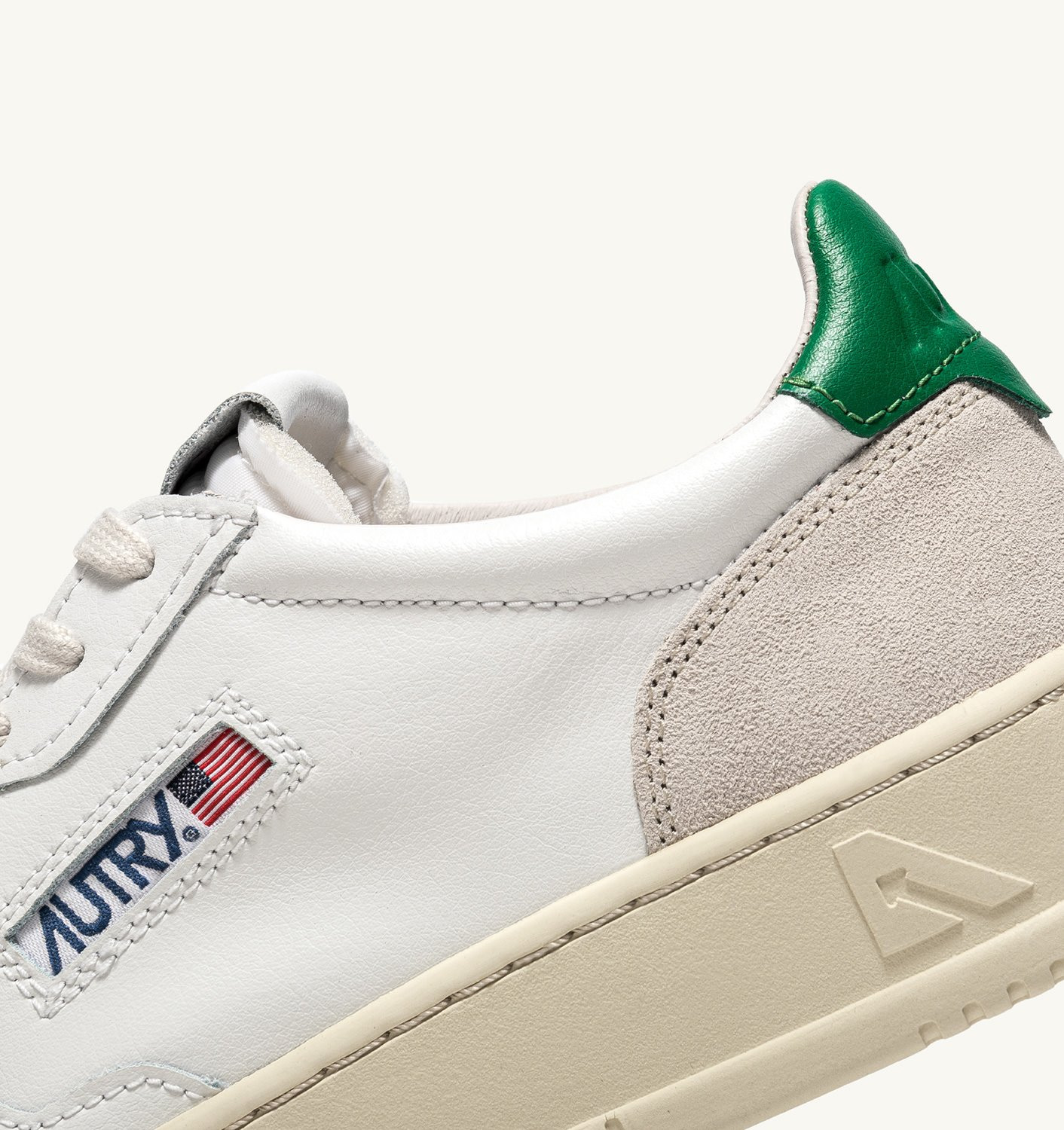 MEDALIST LOW SNEAKERS IN WHITE AND AMAZON LEATHER AND BEIGE SUEDE - 6